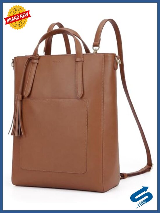 Handbags - Vegan Leather Convertible Tote Backpack Laptop Bag